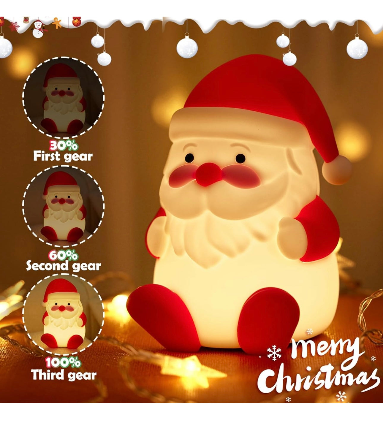 AA Night Light Silicone Christmas Santa Claus NEW