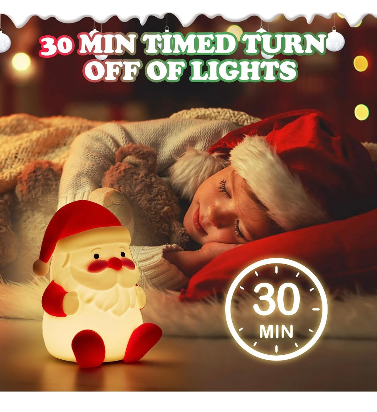 AA Night Light Silicone Christmas Santa Claus NEW