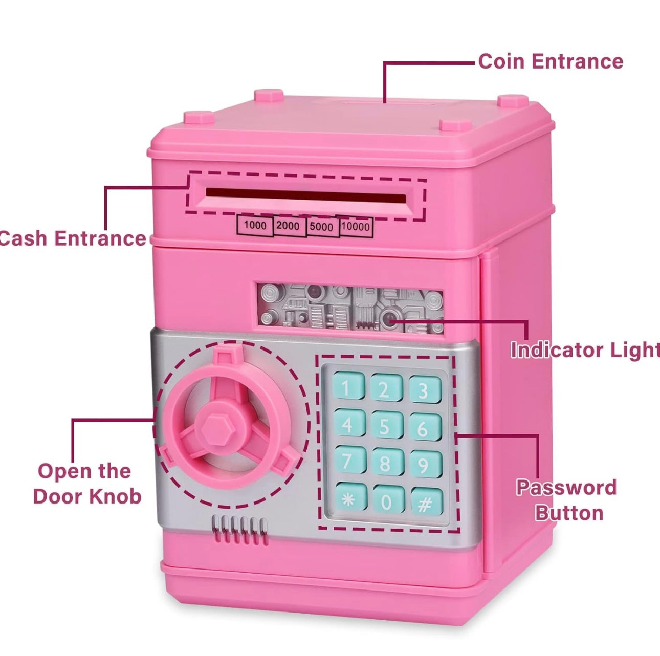 AA Coins and Bills Password/PIN Piggy Bank Kids NEW