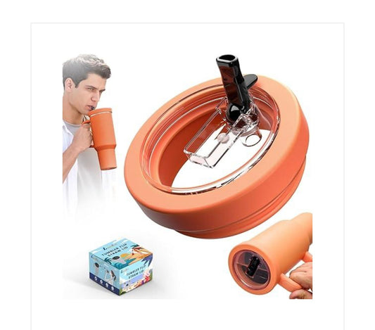 AA Cleaning Brush Set and Silicone Tumbler Flip Straw Lid Only Nectarine Leoufun NEW (Compatible with Stanley Quencher 40oz & 64oz H2.0 model) NEW