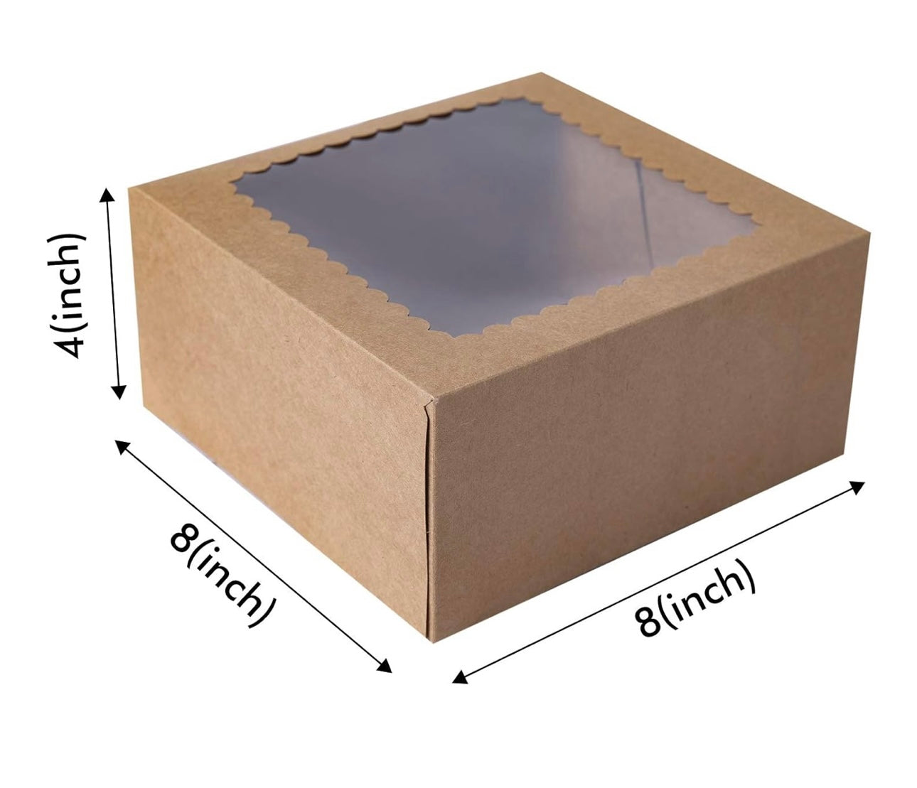 AA Cake/Bakery Boxes Brown 15 Pcs Auto-Popup Window 8”x8”x4” NEW