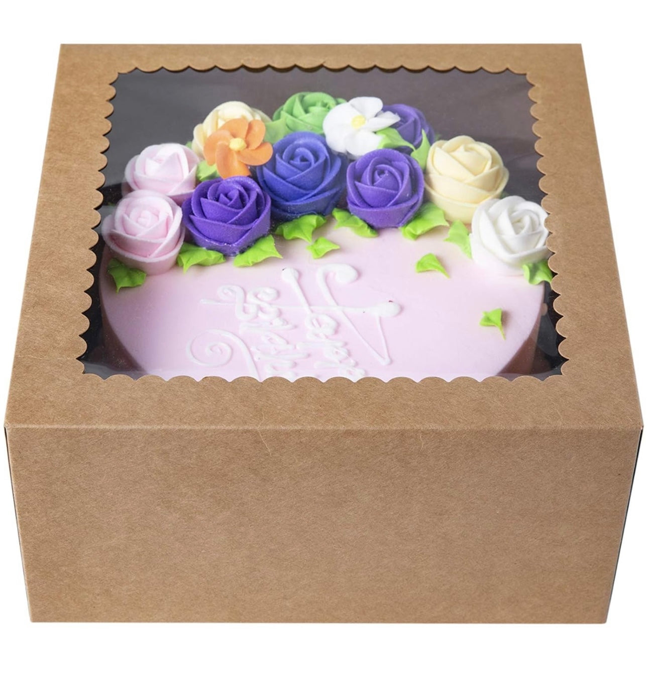 AA Cake/Bakery Boxes Brown 15 Pcs Auto-Popup Window 8”x8”x4” NEW