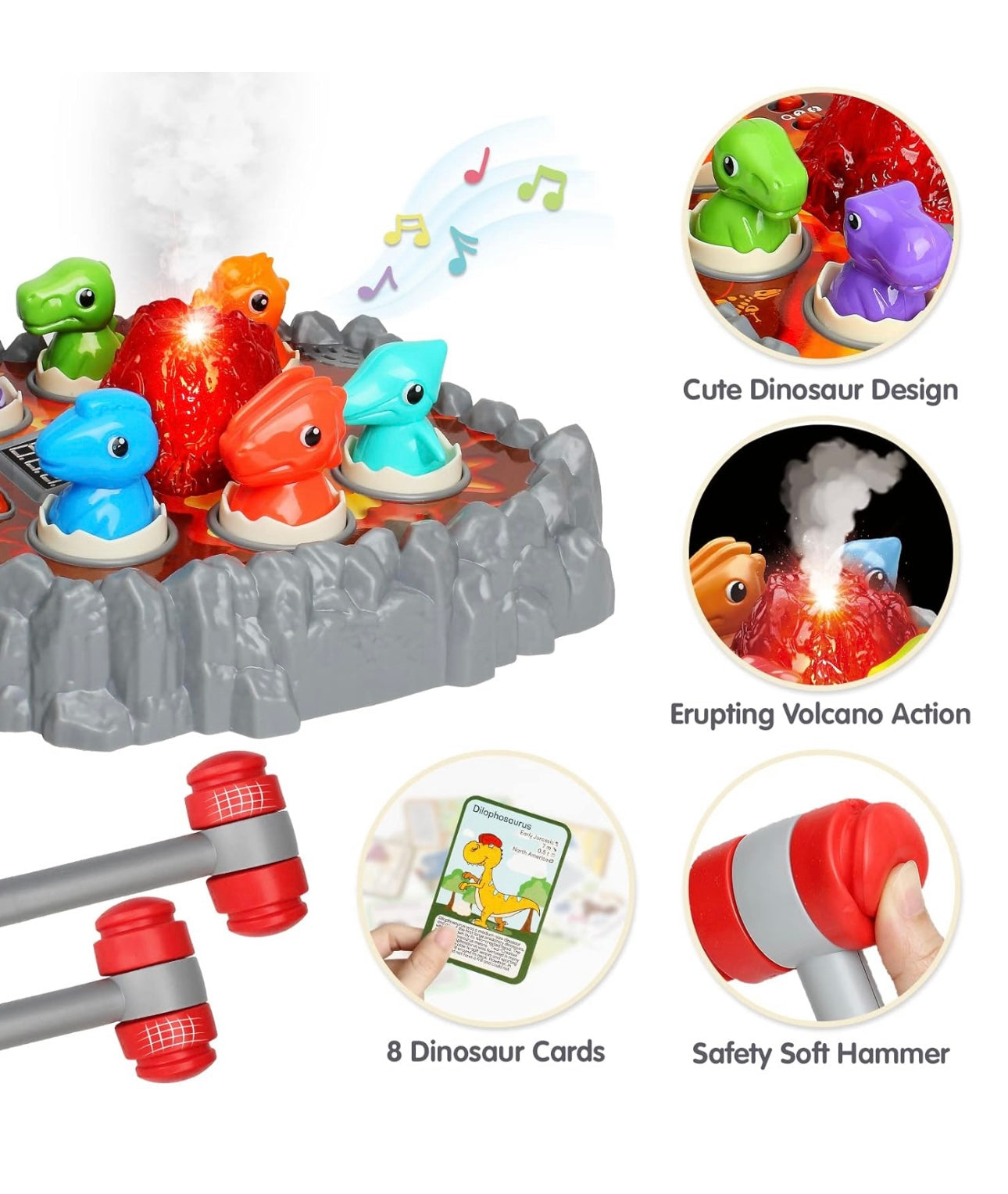 AA Dinosaur Whack Mole Battle Game Toy 3+ Yerloa NEW