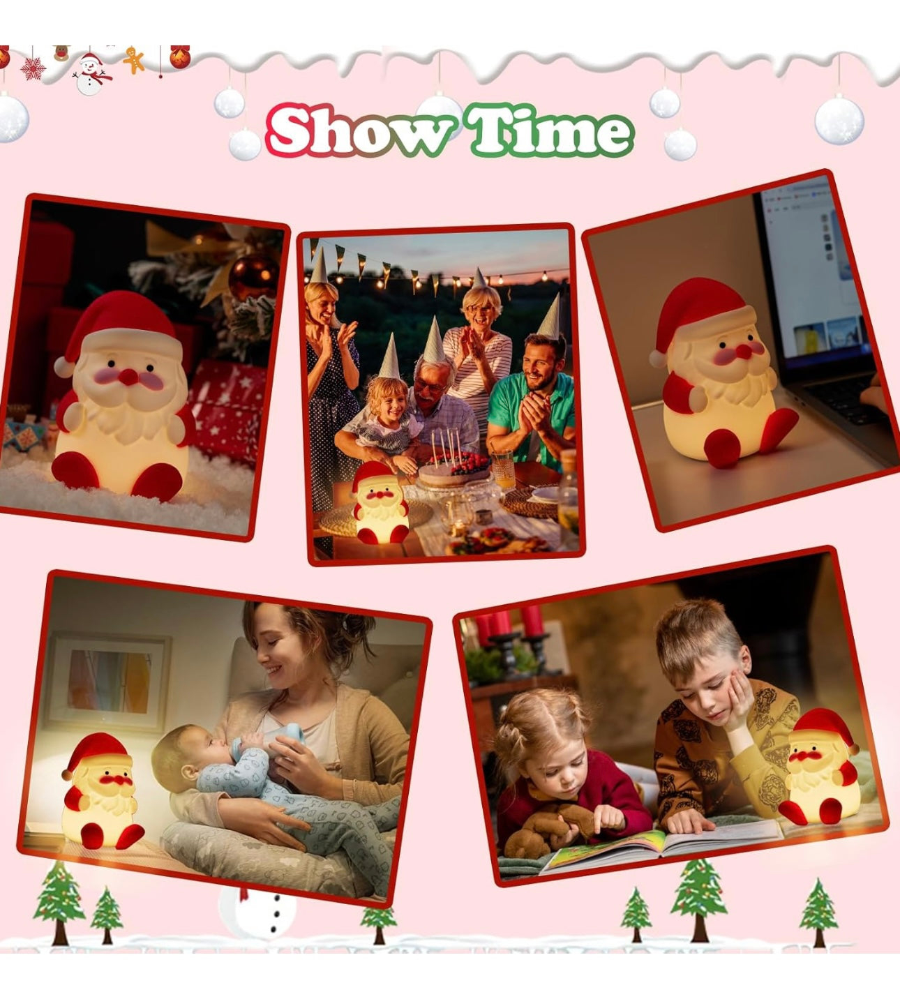 AA Night Light Silicone Christmas Santa Claus NEW