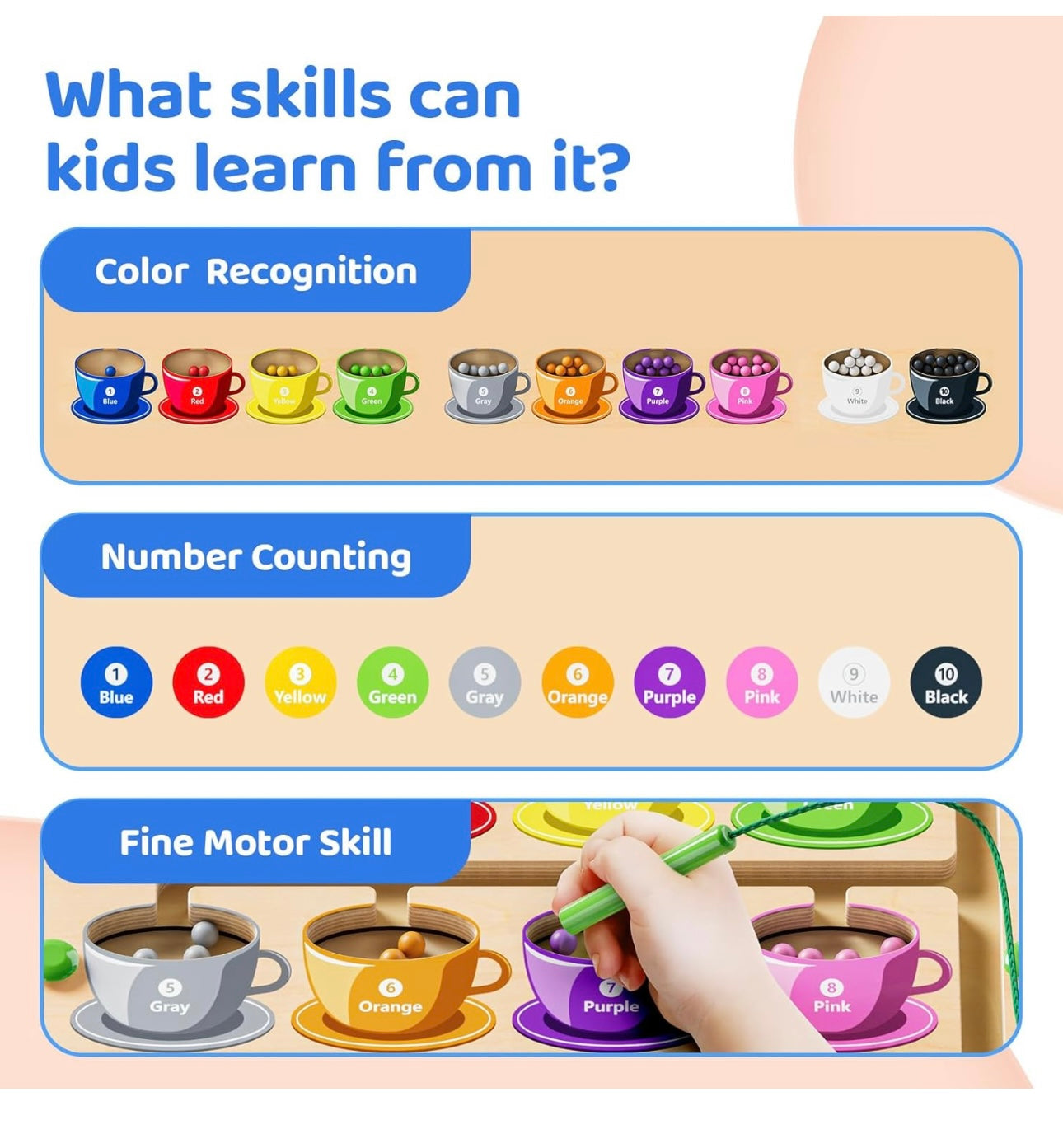 AA Magnetic Counting and Color Maze Coffee Cups 3Y+ NEW