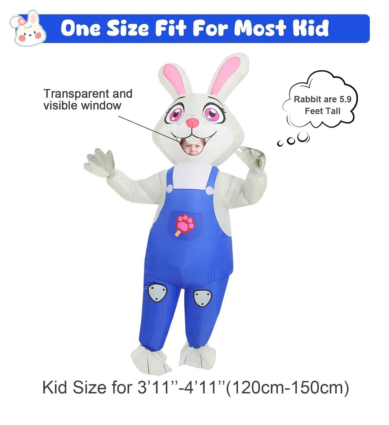 AA Inflatable Bunny Costume Kids NEW