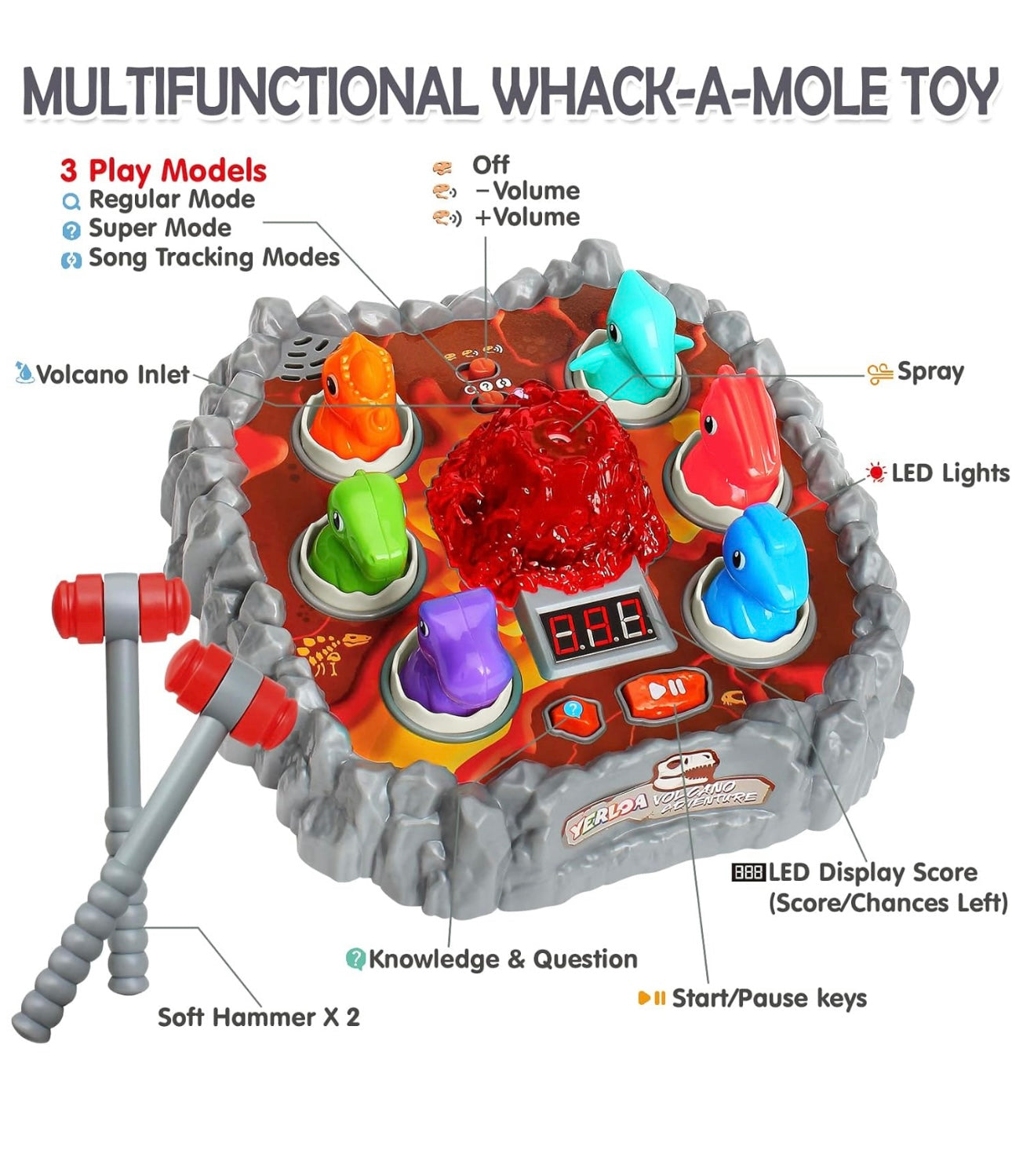 AA Dinosaur Whack Mole Battle Game Toy 3+ Yerloa NEW