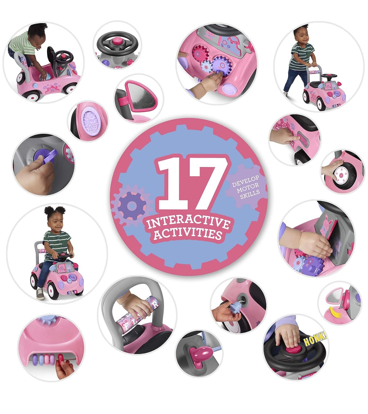 AA Creativity Car Pink Ride On-Push Car Ages1-3Y Radio Flyer NEW