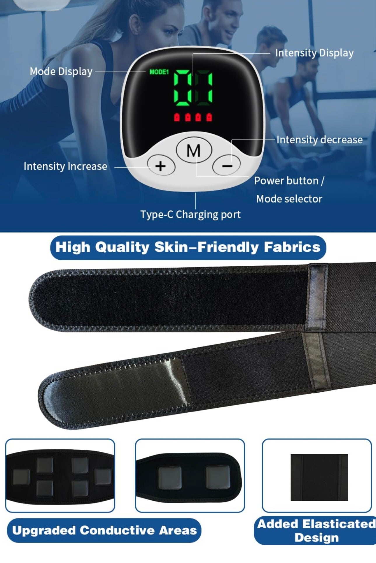 AA Abdominal Fitness Belt, Abs Muscle Stimulator, Abdominal Toning Belt For Men and Women ALLWOLF Black NEW