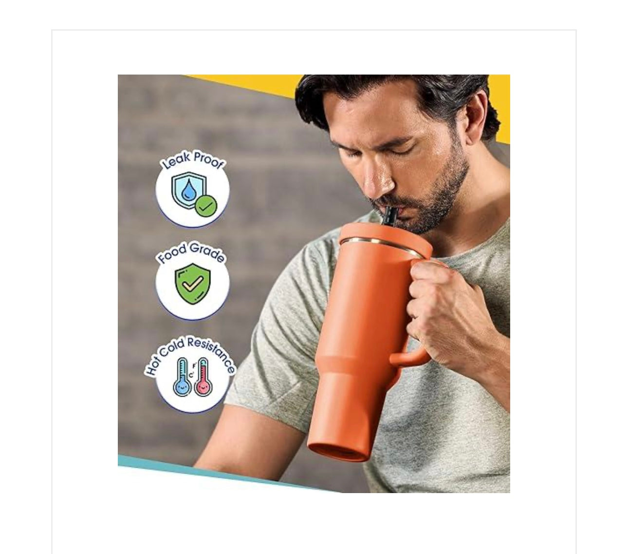 AA Cleaning Brush Set and Silicone Tumbler Flip Straw Lid Only Nectarine Leoufun NEW (Compatible with Stanley Quencher 40oz & 64oz H2.0 model) NEW