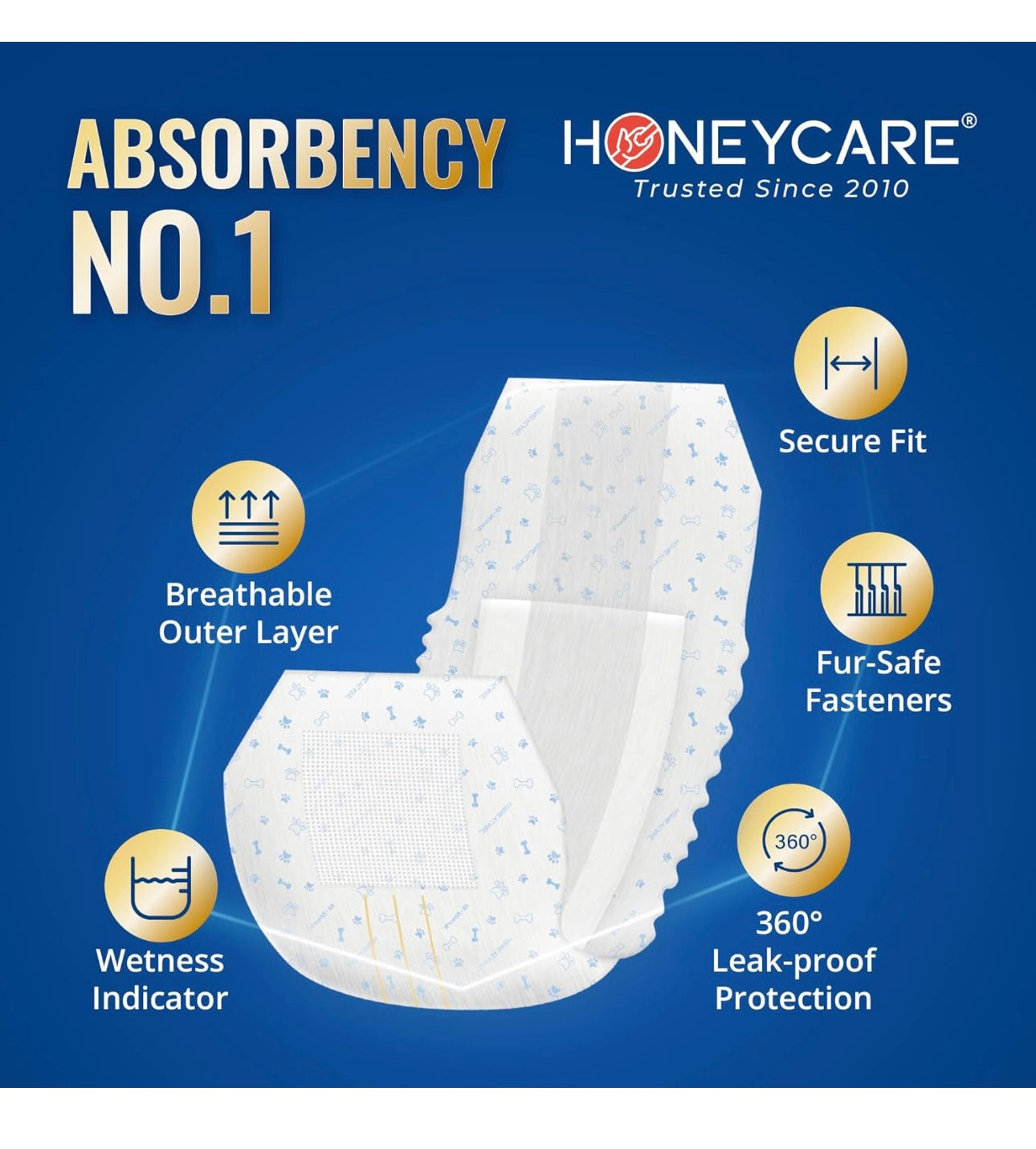 AA Dog Disposable Diapers Male Wraps SMALL- Waist:12”-19” Honeycare NEW