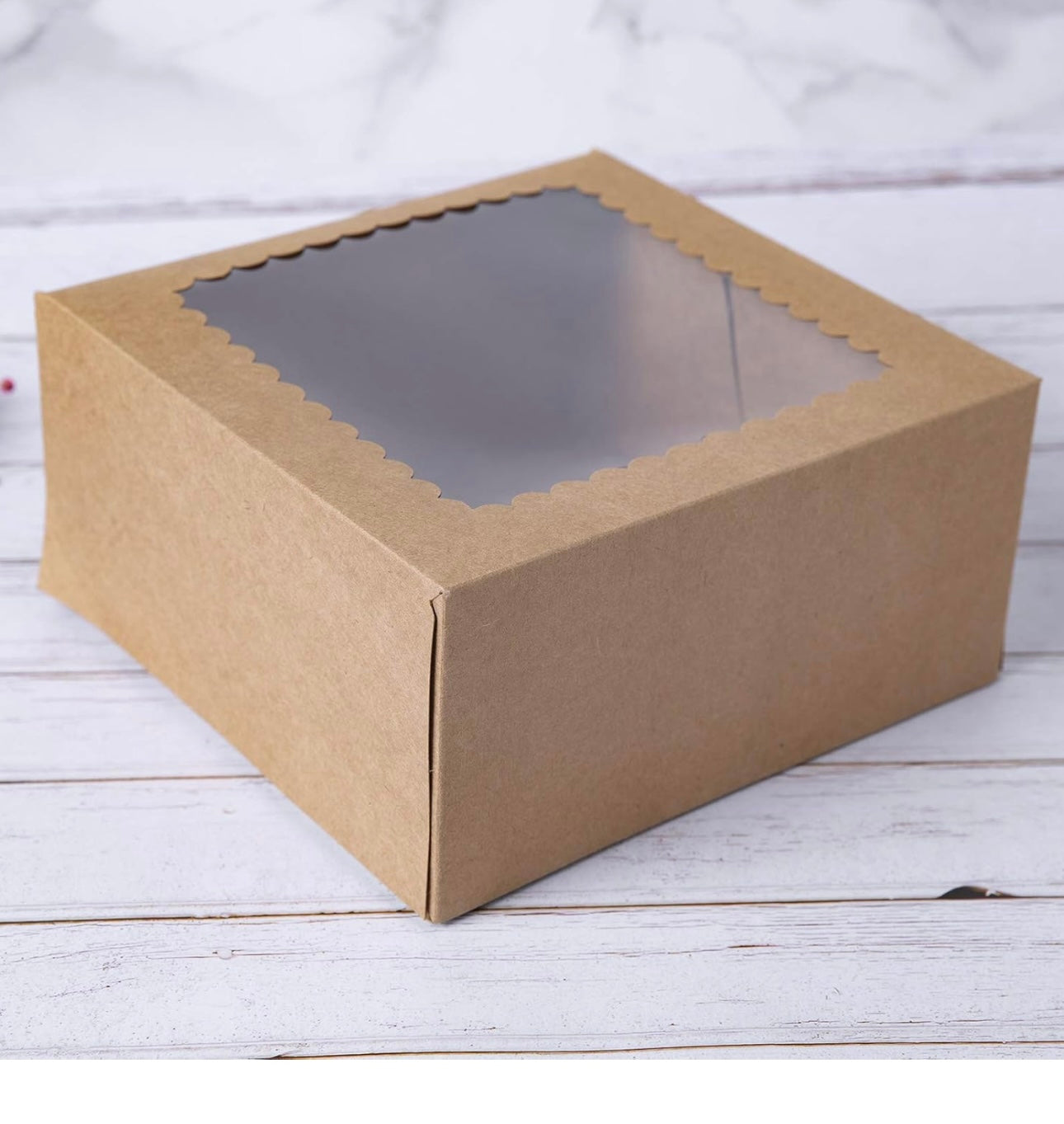 AA Cake/Bakery Boxes Brown 15 Pcs Auto-Popup Window 8”x8”x4” NEW