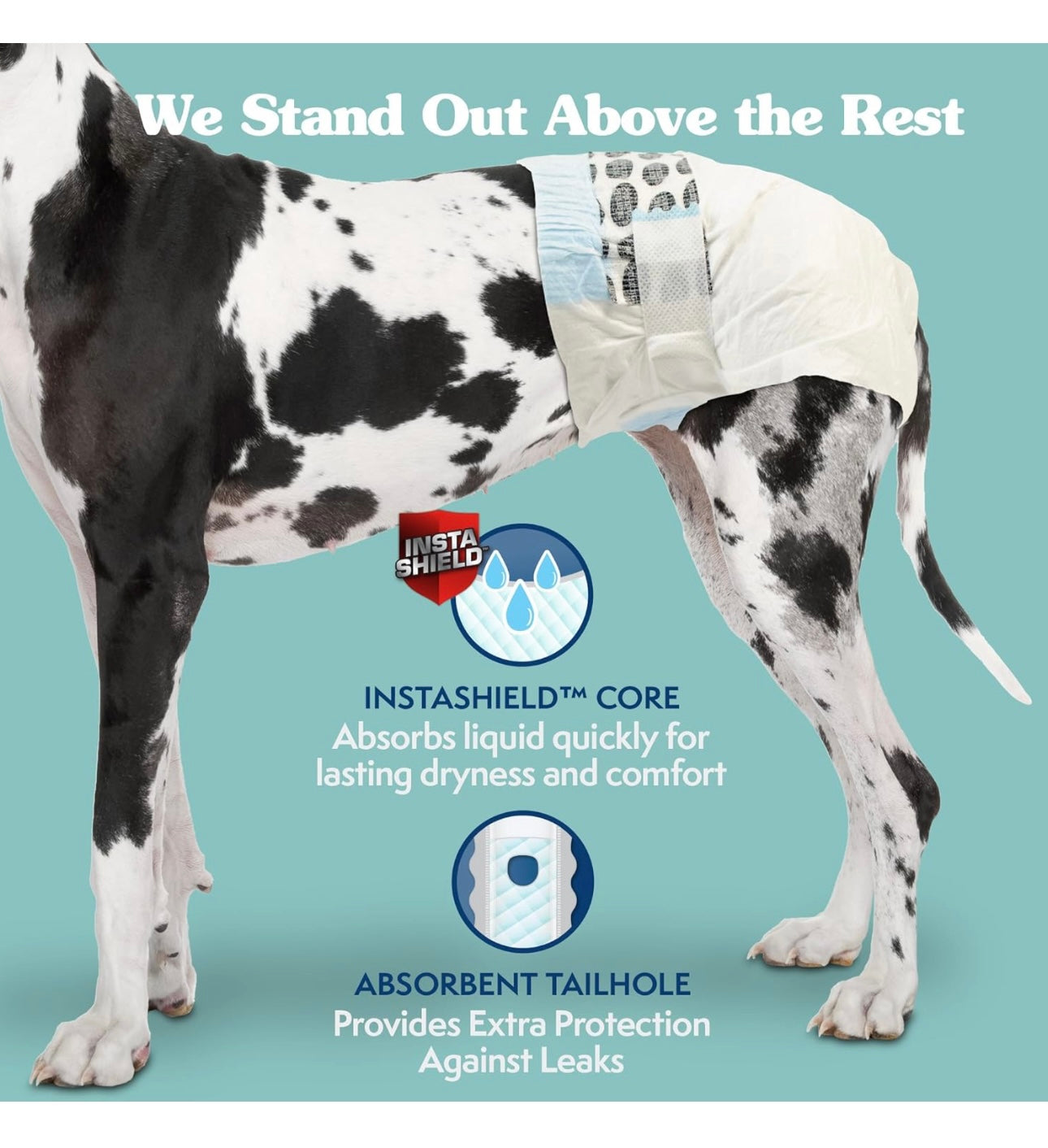 AA Dog Disposable Diapers Female XXL-Waist:22”-37” Weight: over 75 lbs Simple Solution (30 diapers) NEW