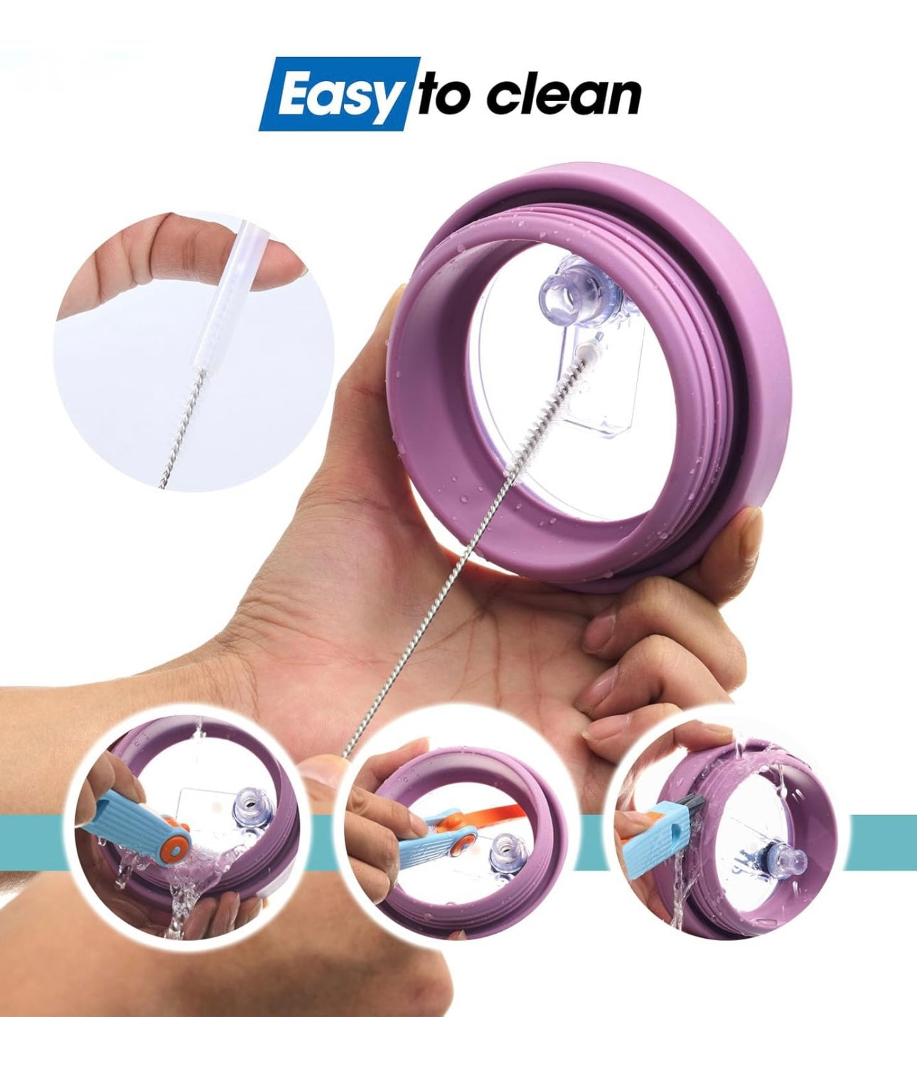 AA Cleaning Brush Set and Silicone Tumbler Straw Lid Only Lilac Leoufun NEW (Compatible with Stanley Quencher 40oz & 64oz H2.0 model)NEW