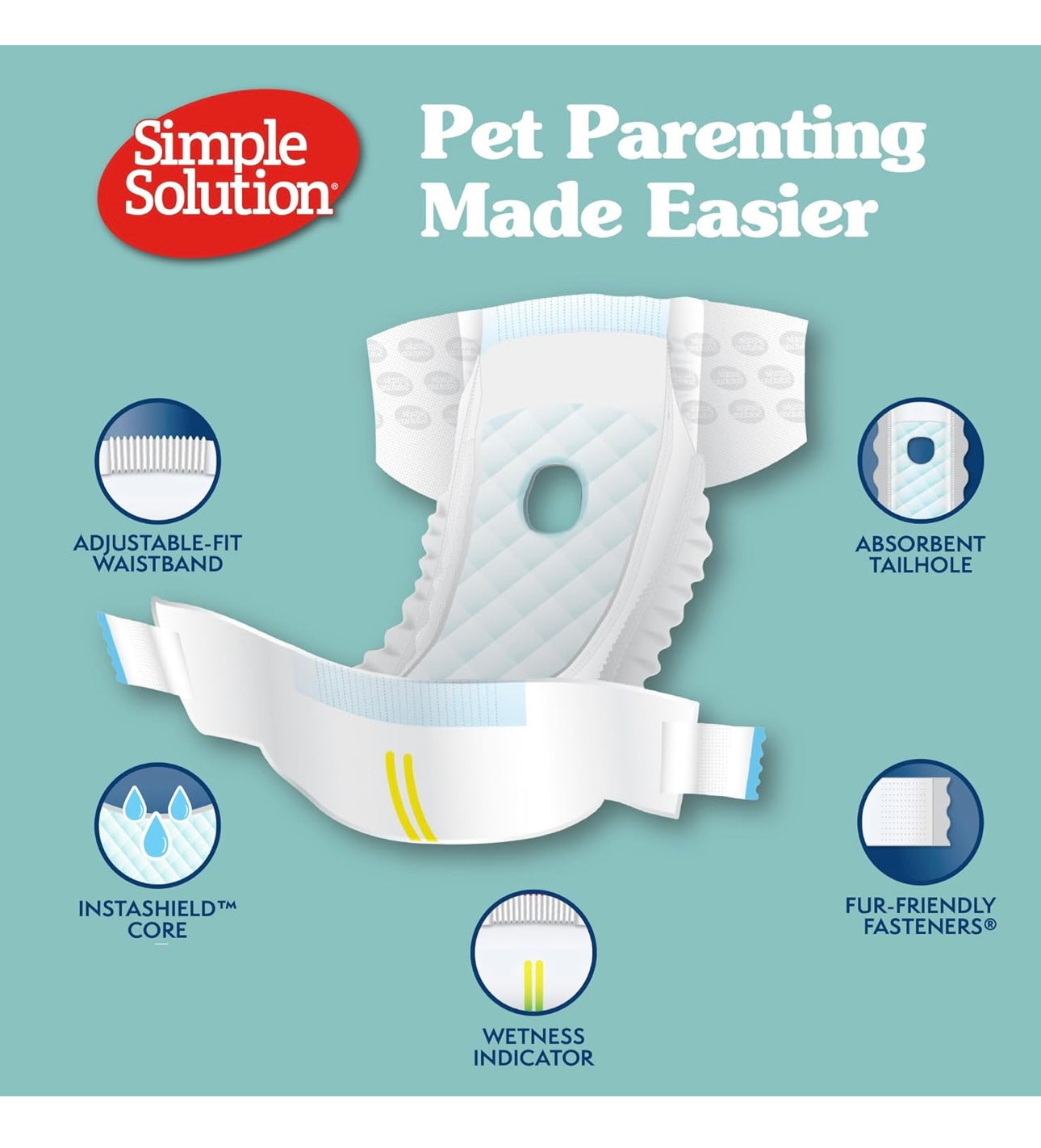 AA Dog Disposable Diaper Female LARGE/XL- Waist: 18”-27” NEW Weight: 50-75 lbs Simple Solution (30 Diapers)
