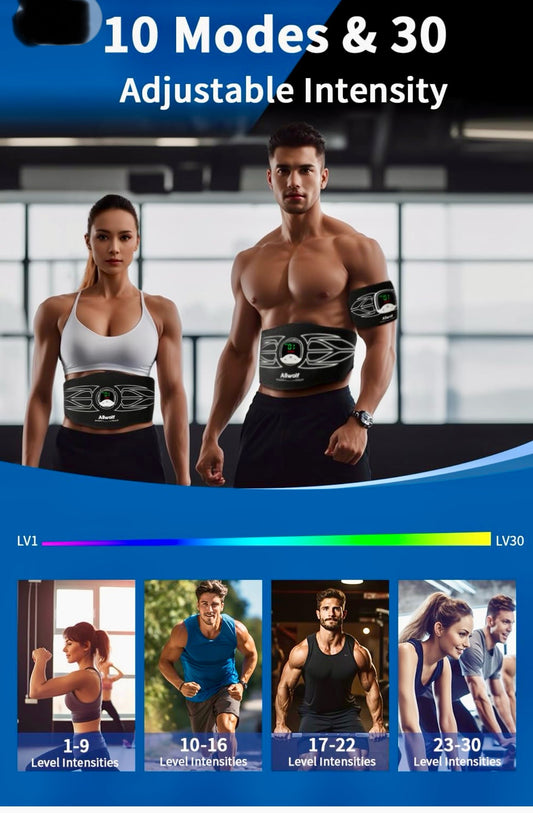 AA Abdominal Fitness Belt, Abs Muscle Stimulator, Abdominal Toning Belt For Men and Women ALLWOLF Black NEW