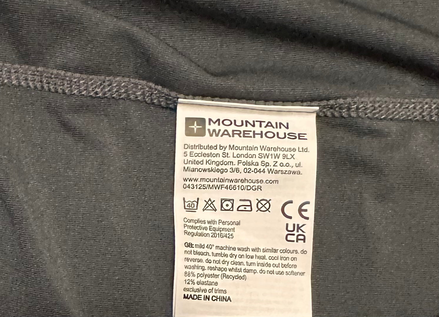 Jacket Men Light Full Zip Vault Recyled MOUNTAIN WAREHOUSE Medium NWT