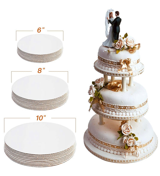 AA Cake Board Round Base White Pack of 30(6”, 8”, 10”) NEW