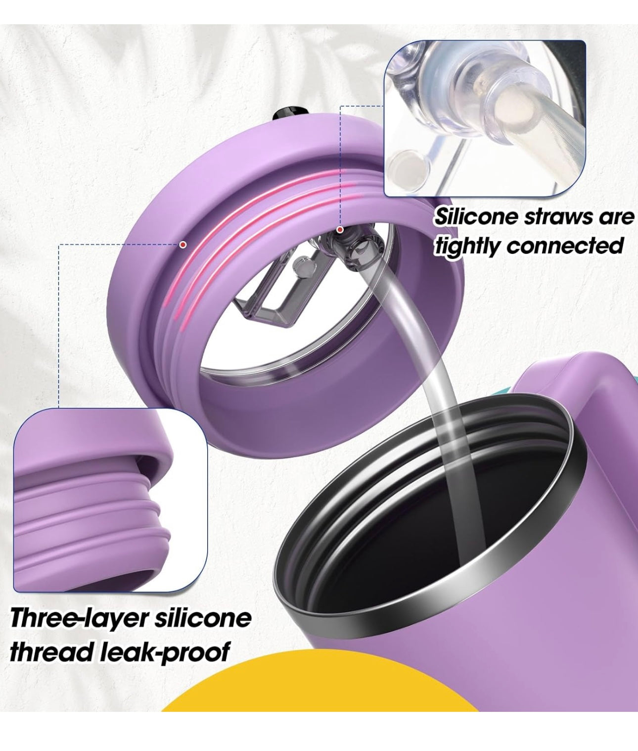 AA Cleaning Brush Set and Silicone Tumbler Straw Lid Only Lilac Leoufun NEW (Compatible with Stanley Quencher 40oz & 64oz H2.0 model)NEW