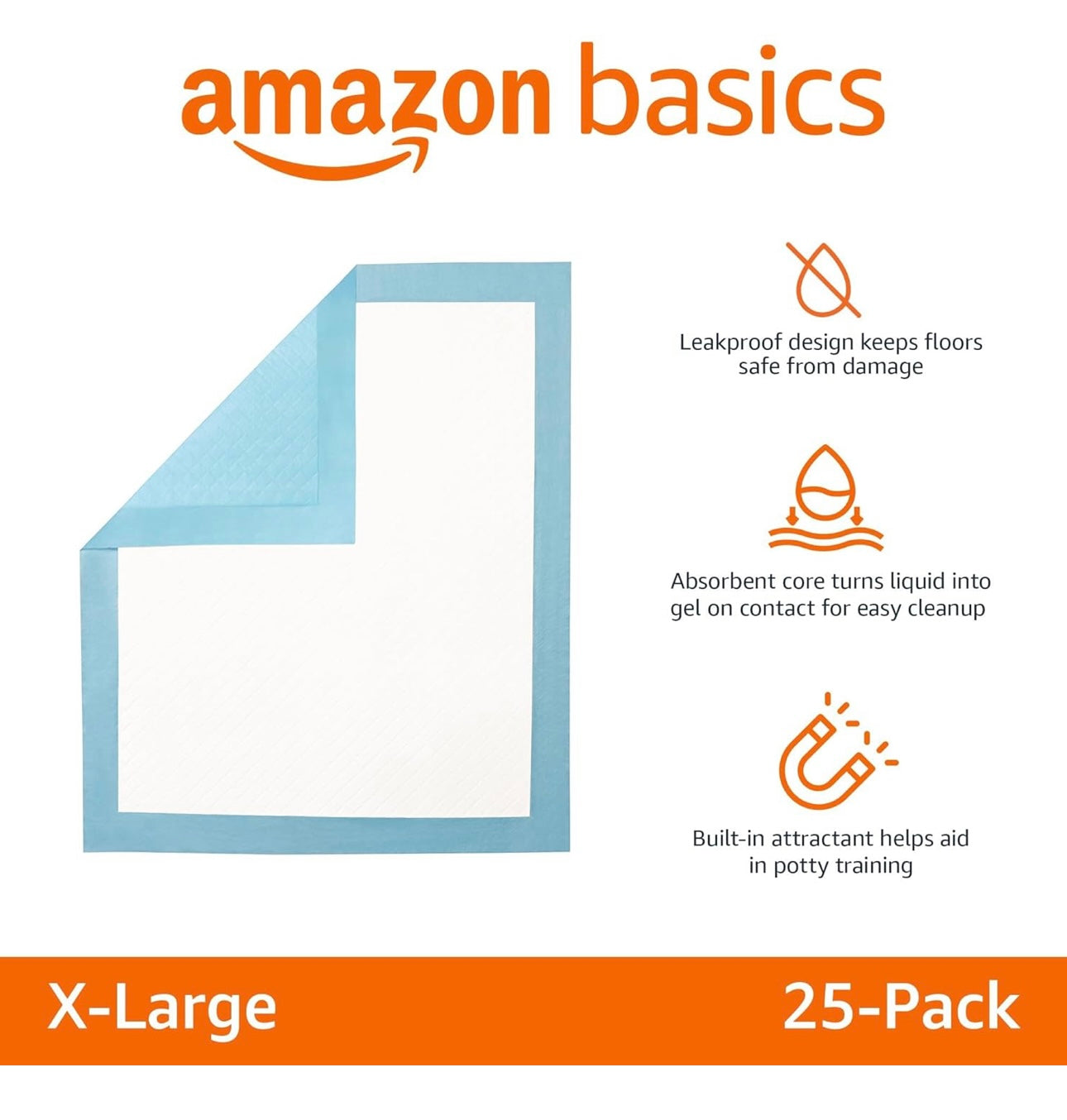 AA Heavy Duty Pet and Puppy Training Pads X-LARGE (25Pcs) Amazon Basics NEW