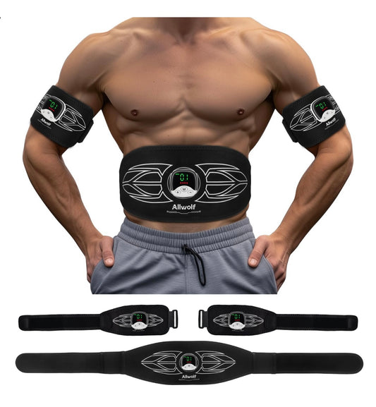AA Abdominal Fitness Belt, Abs Muscle Stimulator, Abdominal Toning Belt For Men and Women ALLWOLF Black NEW
