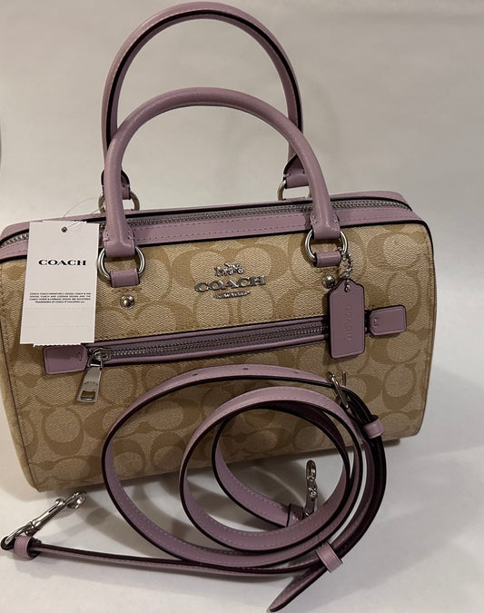 Bag COACH Outlet Rowan Satchel in Signature Canvas Soft Khaki/Soft Lilac NWT